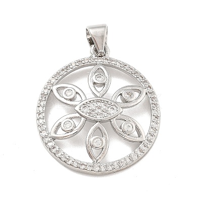 Rack Plating Brass Micro Pave Cubic Zirconia Pendants KK-D359-39P-1