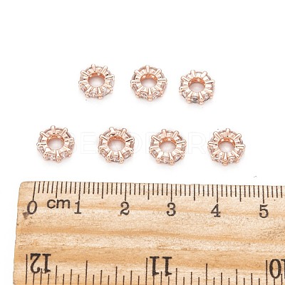 Brass Cubic Zirconia European Beads ZIRC-F001-101RG-1