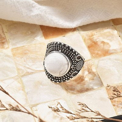 Natural Howlite Adjustable Rings RJEW-I108-03AS-10-1