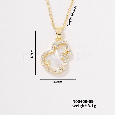 Fashionable Brass Clear Cubic Zirconia Pendant Cable Chain Necklaces for Women FN2830-5-1