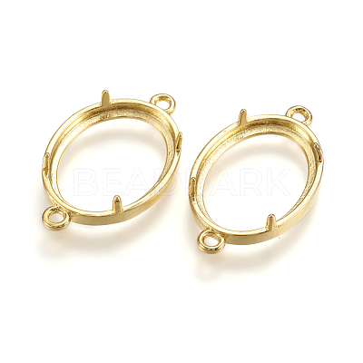 Brass Cabochon Connector Settings KK-K196-26G-1