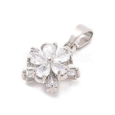 Rack Plating Brass Micro Pave Cubic Zirconia Pendants KK-M082-04B-P-1