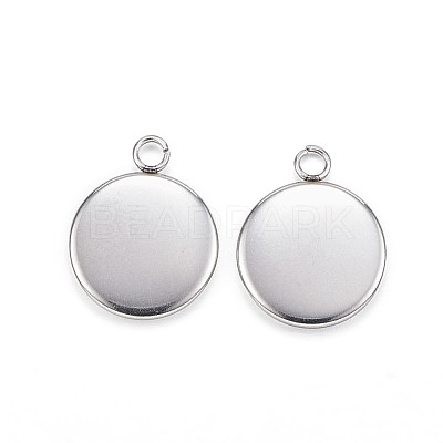 Tarnish Resistant 304 Stainless Steel Pendant Cabochon Settings STAS-G127-13-10mm-P-1