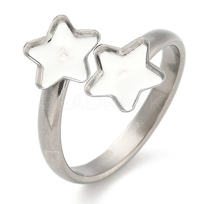 304 Stainless Steel Cuff Rings Components STAS-K279-02B-P-1
