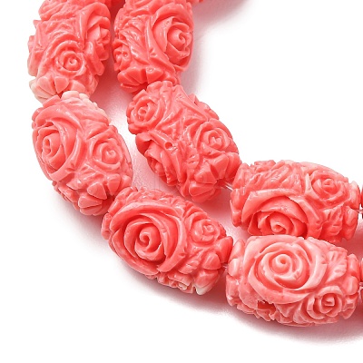 Synthetic Coral Dyed Carved Beads Strands SH-CBAE713-02-1