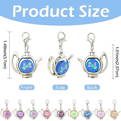 10Pcs Handmade Polymer Clay & Alloy Pendant Decoraions HJEW-YW00183-1
