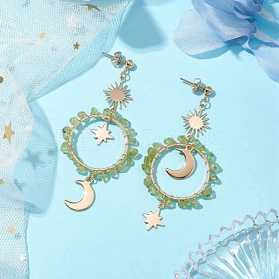 Vintage Natural Peridot Ear Studs EJEW-JE05806-02-1