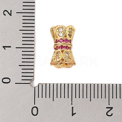 Rack Plating Brass Micro Pave Clear Cubic Zirconia Screw Clasps KK-S384-24G-01-1