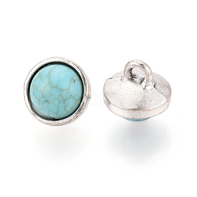 Zinc Metal Alloy & Natural Turquoise Buttons BUTT-WH0057-001BAS-1