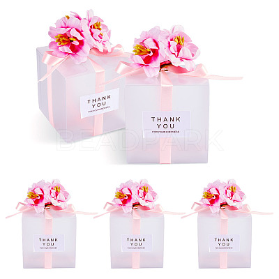 Clear PVC Candy Gift Packaging Boxes with Ribbon & Artificial Flower CON-TAC0001-20A-1