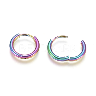 Ion Plating(IP) 304 Stainless Steel Huggie Hoop Earrings EJEW-F111A-14mm-Y-1
