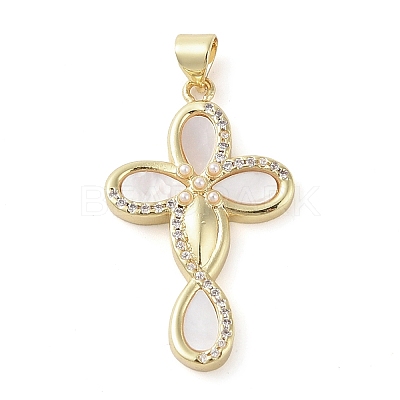 Brass Micro Pave Clear Cubic Zirconia Pendants KK-Q813-16B-G-1