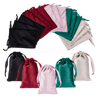 20Pcs 5 Colors Rectangle Velvet Packing Pouches TP-NB0001-51-1