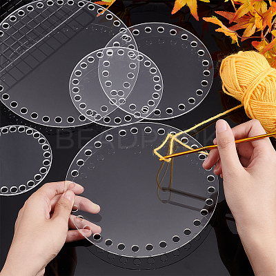5Pcs 5 Style Transparent Acrylic Crochet Basket Bases DIY-PH0009-20-1