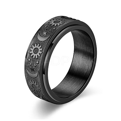Star & Moon & Sun 304 Stainless Steel Rotatable Finger Ring PW-WG61315-08-1