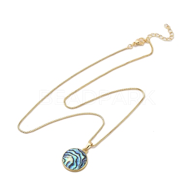 Rack Plating Natural Paua Shell Pendants Necklace NJEW-B104-01G-01G-1
