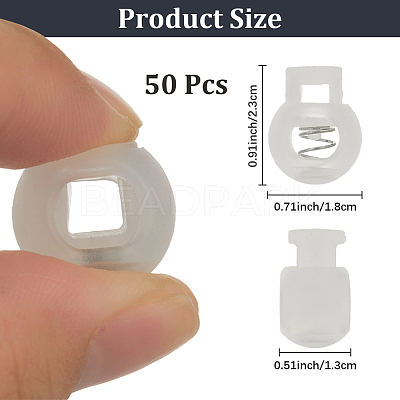 50Pcs PP Plastic Iron Spring Cord Locks KY-CN0002-36A-1