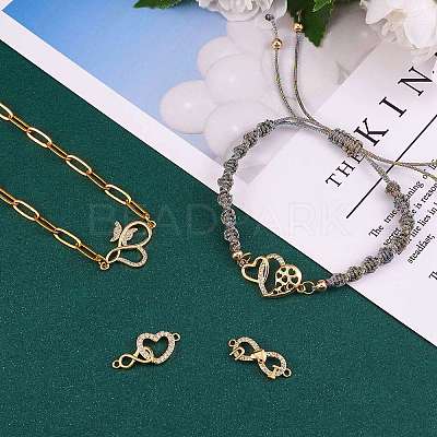 4Pcs 4 Style Brass Micro Pave Clear Cubic Zirconia Links Connectors ZIRC-SZ0002-24-1