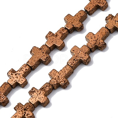 Electroplated Natural Lava Rock Beads Strands G-A256-A01-01H-1