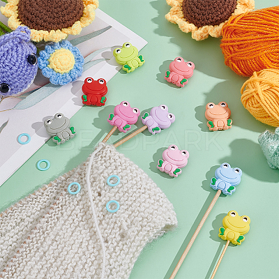 Frog Silicone Knitting Needle Point Protectors AJEW-BC0006-95-1