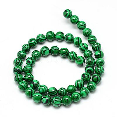 Synthetic Malachite Beads Strands G-T053-10mm-05-1