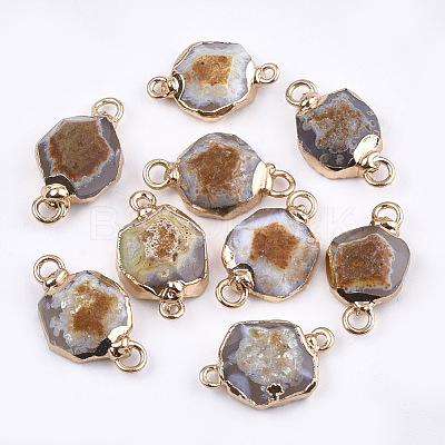 Electroplate Natural Agate Links connectors G-T112-05A-1