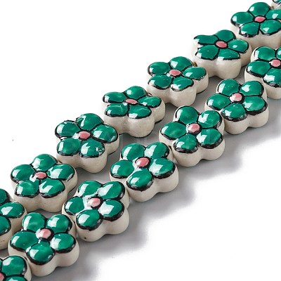 Handmade Porcelain Flower Beads Strands PORC-F003-01I-1
