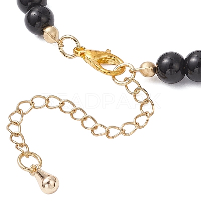 3Pcs Round Natural Tiger Eye & Citrine & Synthetic Blue Goldstone & Glass Pearl Beaded Bracelets for Women BJEW-JB12239-1