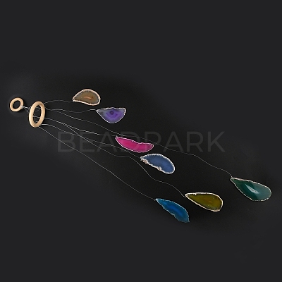 Chakra Natural Dyed Agate Piece Hanging Ornament HJEW-R126-01A-1