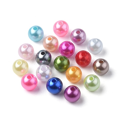 540Pcs 18 Style Spray Painted ABS Plastic Imitation Pearl Beads OACR-YW0001-35B-1