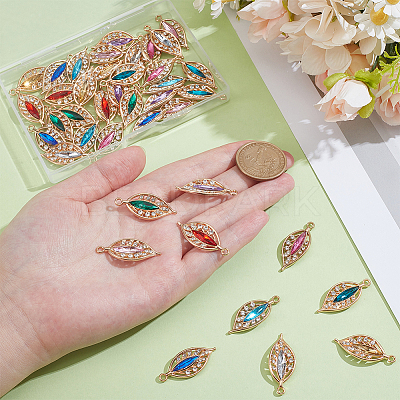 40Pcs 10 Colors Alloy with Rhinestone Pendants FIND-PH0027-16-1