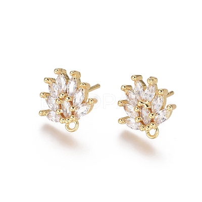 Brass Cubic Zirconia Stud Earring Findings EJEW-E257-03G-1