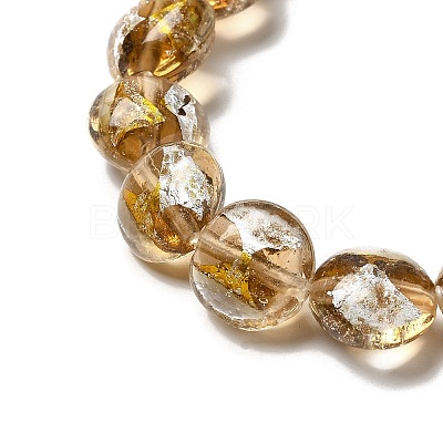 Handmade Gold Foil and Silver Foil Lampwork Flat Round Beads FOIL-C001-02E-1