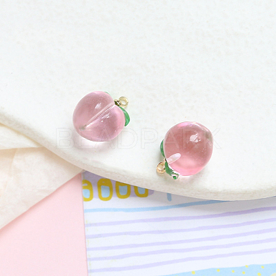 Transparent Resin Peach Charms INS-PW0001-08G-01-1