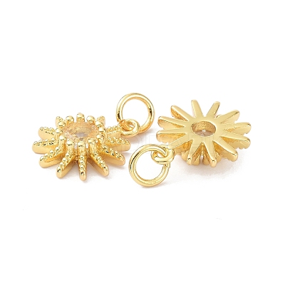 Brass Cubic Zirconia Charms ZIRC-C022-18G-1