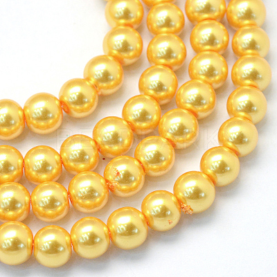 Baking Paint Pearlized Glass Pearl Round Bead Strands X-HY-Q003-6mm-56-1