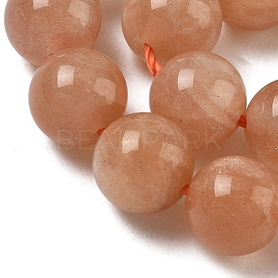 Natural Gemstone Sunstone Round Beads Strands G-E251-34-6mm-01-1
