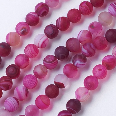 Natural Grade A Striped Agate/Banded Agate Beads Strands G-E478-6mm-1