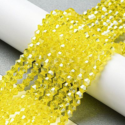 Transparent Electroplate Glass Beads Strands GLAA-F029-3mm-C21-1