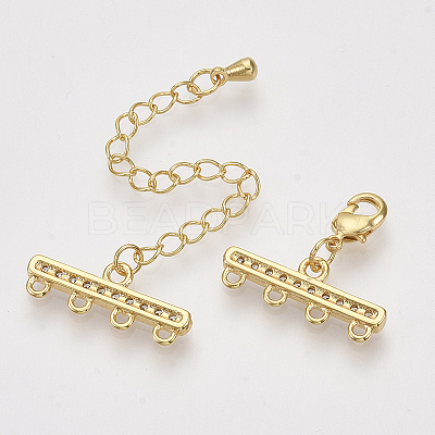 Brass Micro Pave Cubic Zirconia Chain Extender X-ZIRC-Q022-031G-NR-1