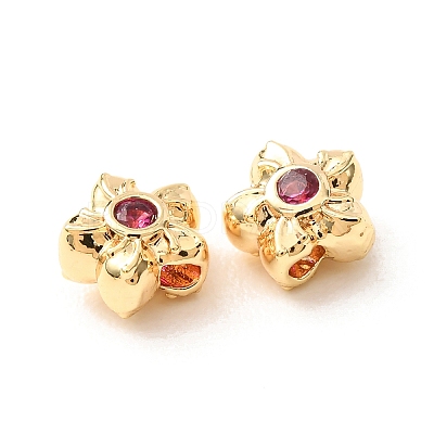 Brass Pave Cubic Zirconia Spacer Beads KK-F942-26G-1