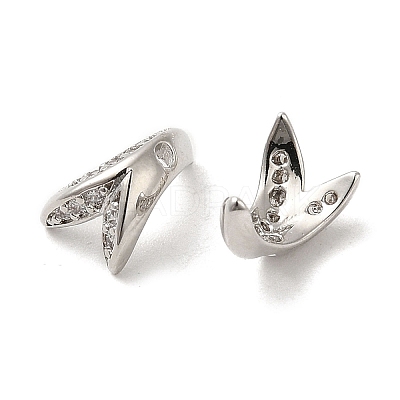 Rack Plating Brass Micro Pave Cubic Zirconia Beads Caps KK-F863-12P-1