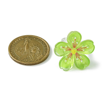 Luminous Glow in the Dark Flower Resin Finger Ring RJEW-JR00641-1
