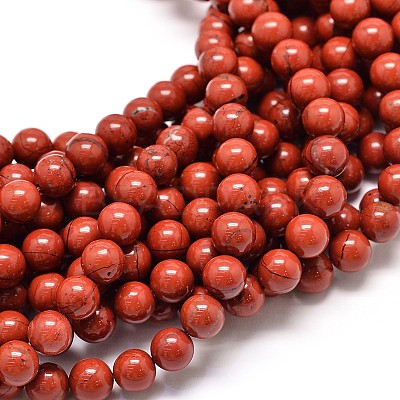 Grade A Natural Red Jasper Bead Strands G-P075-36-4mm-1