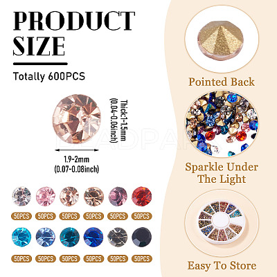 Pointed Back Glass Rhinestone Cabochons RGLA-YS0001-04A-1