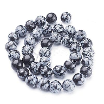 Natural Snowflake Obsidian Beads Strands GSR10mmC009-1