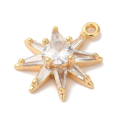 Brass Micro Pave Clear Cubic Zirconia Pendants KK-M294-07G-01-1