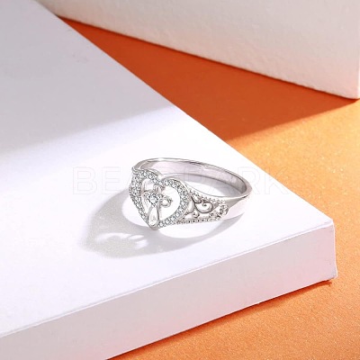 925 Sterling Silver Micro Pave Clear Cubic Zirconia Finger Rings for Women FS-WG35926-03-1