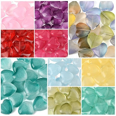 20Pcs Transparent Spray Painted Glass Beads GLAA-YW0004-79A-1