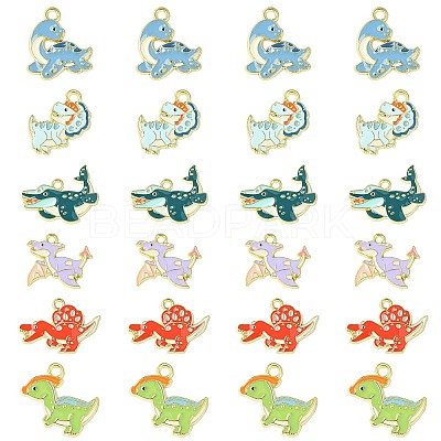 30Pcs 6 Styles Alloy Enamel Pendants ENAM-CJ0006-47-1